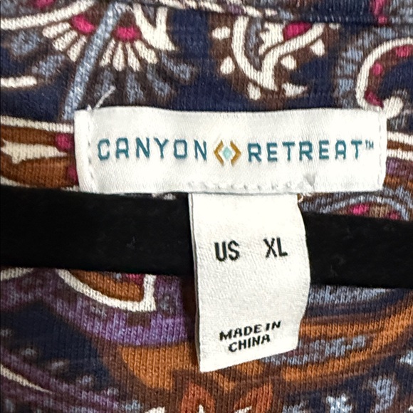 Canon Multicolor Paisley Long Sleeve Dress women XL festival casual linen boho - Picture 3 of 9